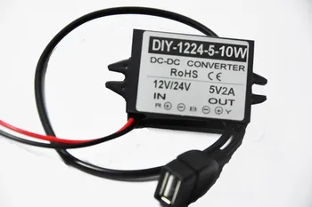 12V24V (7-40) 5 стъпка надолу В 2A 10 W DC-DC Преобразувател USB Интерфейс стъпка надолу Конвертор Авто Led Водоустойчив Модул Регулатор на Напрежението