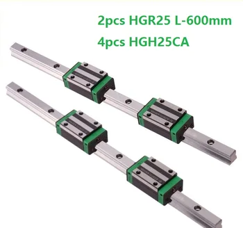 2 елемента Китай е HGR25 L-600 мм линейна водач / релса + 4шт HGH25CA тесни линейни блокове детайли смилане на струг с ЦПУ
