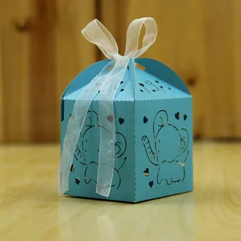 50 бр./много е Сладък Кухи Слон Сватбена Кутия шоколадови Бонбони С Бяла Лента Красива Детска Подарък Кутия За Рожден Ден Вечерни Аксесоари Suggar Box