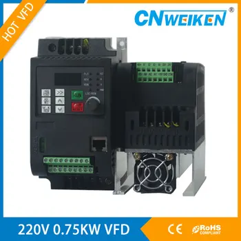 AC220V 0.75 KW Универсален VFD Инвертор, Монофазен на входния сигнал В 3-Фазно Изходен честотен преобразувател Добра производителност отвеждане на топлината