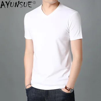 AYUNSUE Мъжка тениска с къс ръкав, Летен Топ От 2021, Висококачествени Тениски с V-образно деколте и Къс Ръкав, мъжки t-shirt Тениска Homme KJ7080
