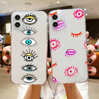 Eye Art Сини Калъфи За мобилни Телефони iPhone SE 2020 6 6S 7 8 11 12 13 Mini Plus X XR XS Pro Max Седалките Прозрачна Обвивка
