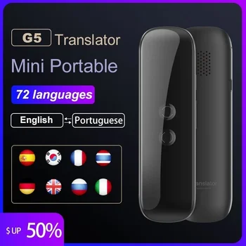 G5 Гласов Преводач 70 Езика Многоезичен Незабавен Превод Мини Безжична 2 Лентов Преводач в Реално Време на Приложението с Bluetooth Устройство