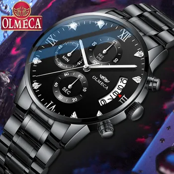 OLMECA Модерен мъжки часовници най-добрата марка на луксозни relogio masculino Часовници мъжки подарък ежедневното рокля Мъжки Кварцов Часовник Дата Часовници