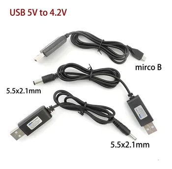 USB plug 5 до 4,2 На постоянен ток 5,5x2,1mm 3,5x1,35 мм mirco USB зарядно устройство ще захранване на Линия 1A Конвертор Мощност Кабел за Литиева батерия 18650
