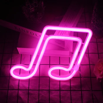Wanxing Музикална Нота Във Форма, Неонови Надписи Розова Стенни Подвесная Художествена USB/Neon Нощна Лампа С батерия За Декор на Детска Стая и Подарък За Рожден Ден