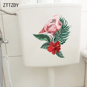 ZTTZDY 22,6 × 24,8 см, Боядисани ръчно Стикери за стена с животински под формата на Фламинго, Украса за дома, Аксесоари за Тоалетна T2-1318