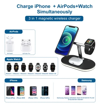 Безжично зарядно устройство Qi Зарядно за телефон, Зарядно за часа, Зарядно Устройство за слушалки, Зарядно устройство за смартфони с поддръжка на Чи за iPhone за Samsung Apple Watch