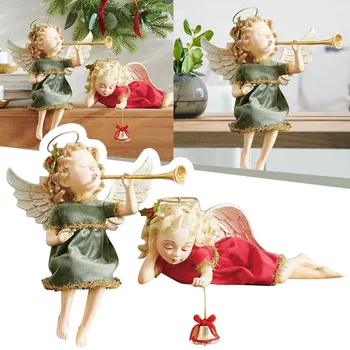 Коледен Орнамент Ангел, Дующий в Тръбата, Седнала на Малко Момиче, Разположена на Малко Момиченце, Статуи на Елен от Смола, за Двора И Градината