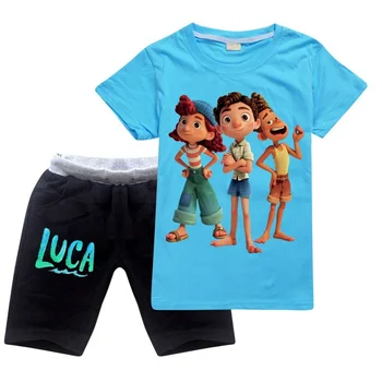 Летни комплекти дрехи лука за момчета, Подходящи за малки деца, Тениска с къси ръкави за момичета + Шорти, Комплект от 2 теми, детски Roupas Infantil