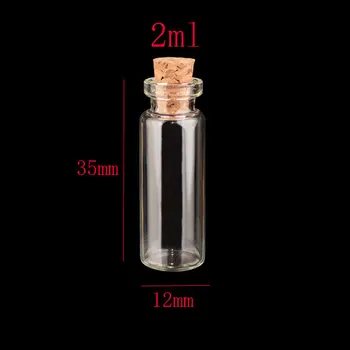 мини-празна бутилка за декорации от прозрачно стъкло с обем 2 мл с дървена запушалка, corkboard корк за епруветки с обем 2 куб. см, малки стъклени бутилки със запушалка bouteille
