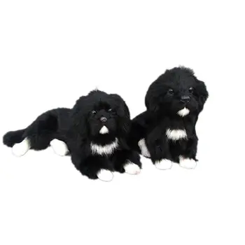 нова имитация на пластмаса и кожа черно куче модел играчки в реалния живот е куче, кукла, детски подарък за рожден ден T0033