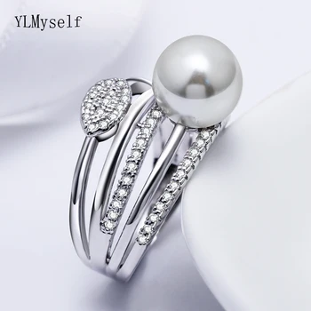 Ново пръстен във формата на лист с голям скъпоценен камък, Модни Бели красиви бижута на едро, Отлични дамски бижута анел aneis, месингови пръстени