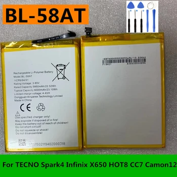Оригинален Нов 6000 mah BL-58AT за TECNO Spark 4/Infinix X650 HOT 8 CC7 Camon 12 Батерия за Мобилен телефон