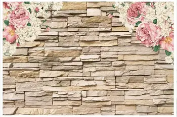 Потребителски снимки на тапети 3d стенописи тапети за стените, 3 d Ръчно рисувани божур цвете каменна стена фон тапети начало декор
