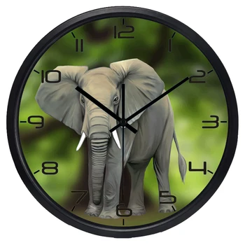 Реалистични Горски Слонове, Диви Животни Стенни Часовници