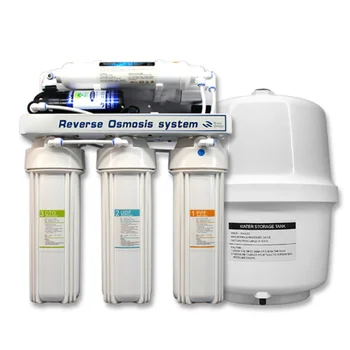 система за филтриране на вода на ро 50/75/100GPD, система за обратна осмоза ro 5-стъпка филтър за питейна вода, пречистване на под мивка с резервоар
