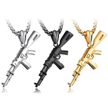 Сребърен Цвят Злато Черно AK47 Механик Висулка Верижки И Колиета За Мъже на Едро Подарък Пистолет от Неръждаема Стомана Модерен Украшени