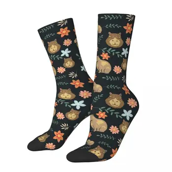 Честит Забавни Мъжки Чорапи Crazy Kawaii Капибара Цветен Чорап Любител На Животните Спортни Дамски Чорапи Пролет Лято Есен Зима