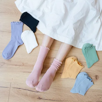 чорапи ace, дамски памучни чорапи, японски средни чорапи, чорапи с конфетным дрямка, универсални чорапи от гъбички, пролетни и есенни чорапи